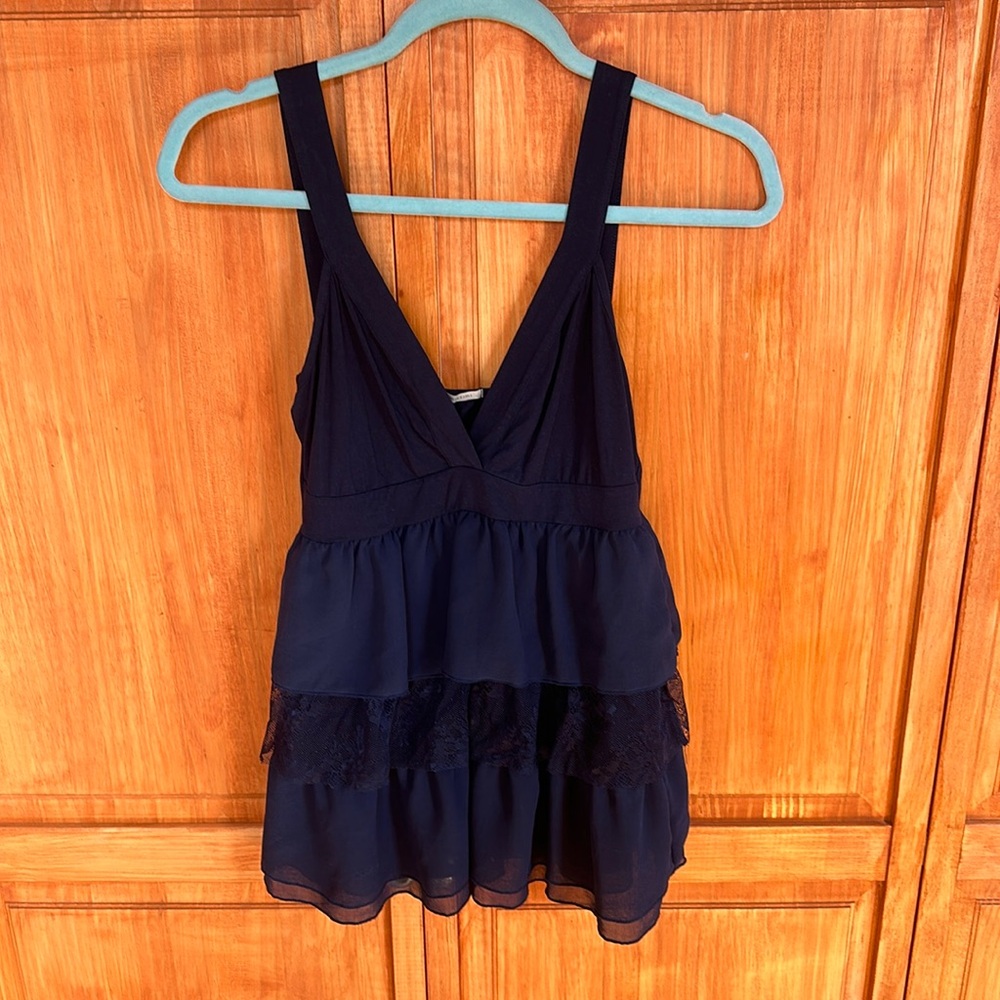 Intimissimi navy silk and lace stretch tank top